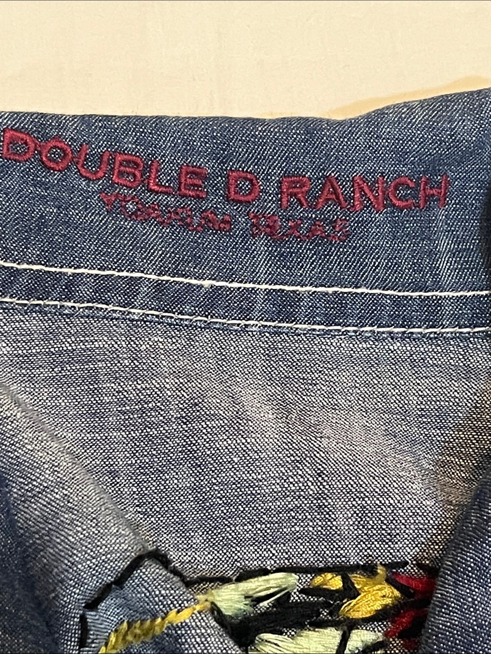 Double D Ranch Embroidered Denim Jacket - Blue Size Medium. - Picture 10 of 12